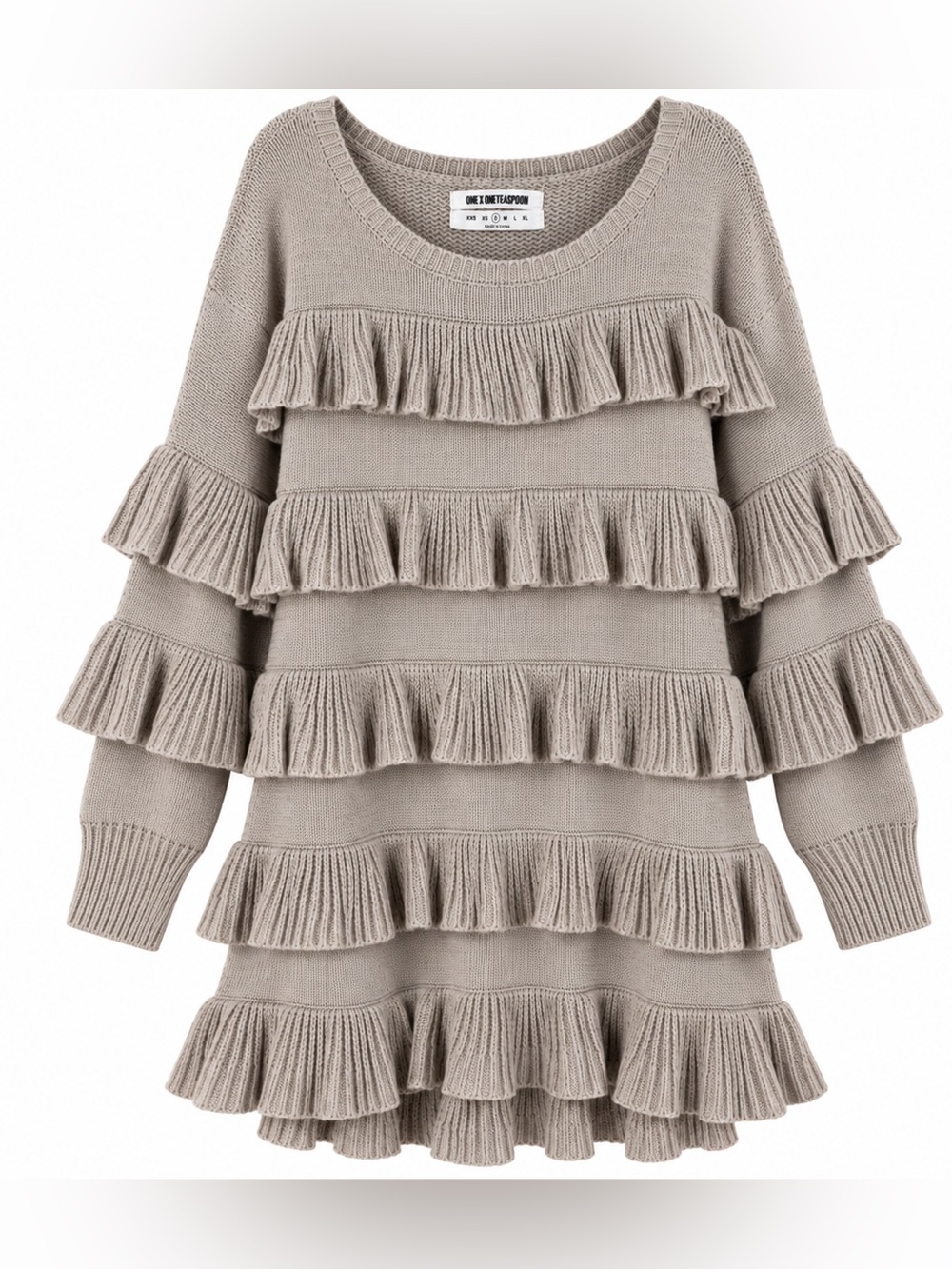 One Teaspoon Eldorado Frill Sweater Dress Oatmeal Beige Oversized Small